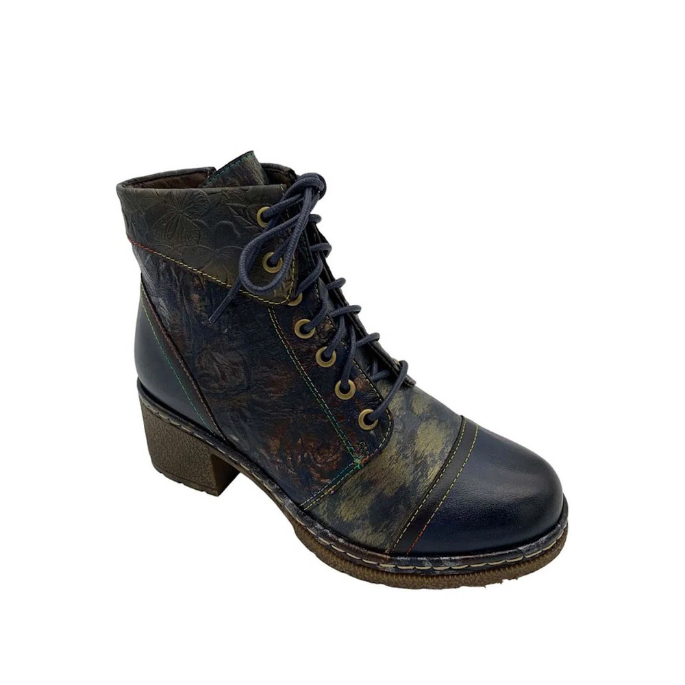 L'Artiste by Spring Step Leather Lace-Up Boots Fallinluv Navy - Medium